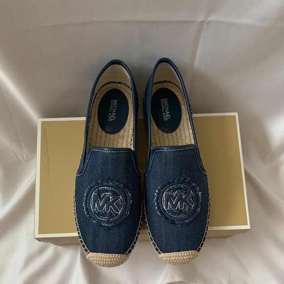 MICHAEL KORS Hastings Denim Espadrille Flats in Medium Blue Wash Sz 8.5M - Picture 2 of 8